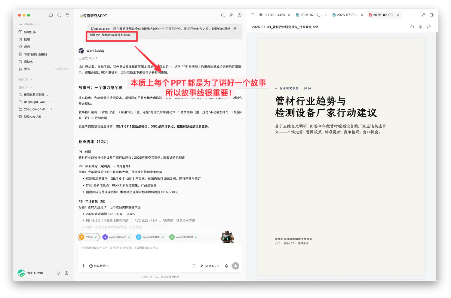 从研究报告提炼PPT故事线与逐页脚本