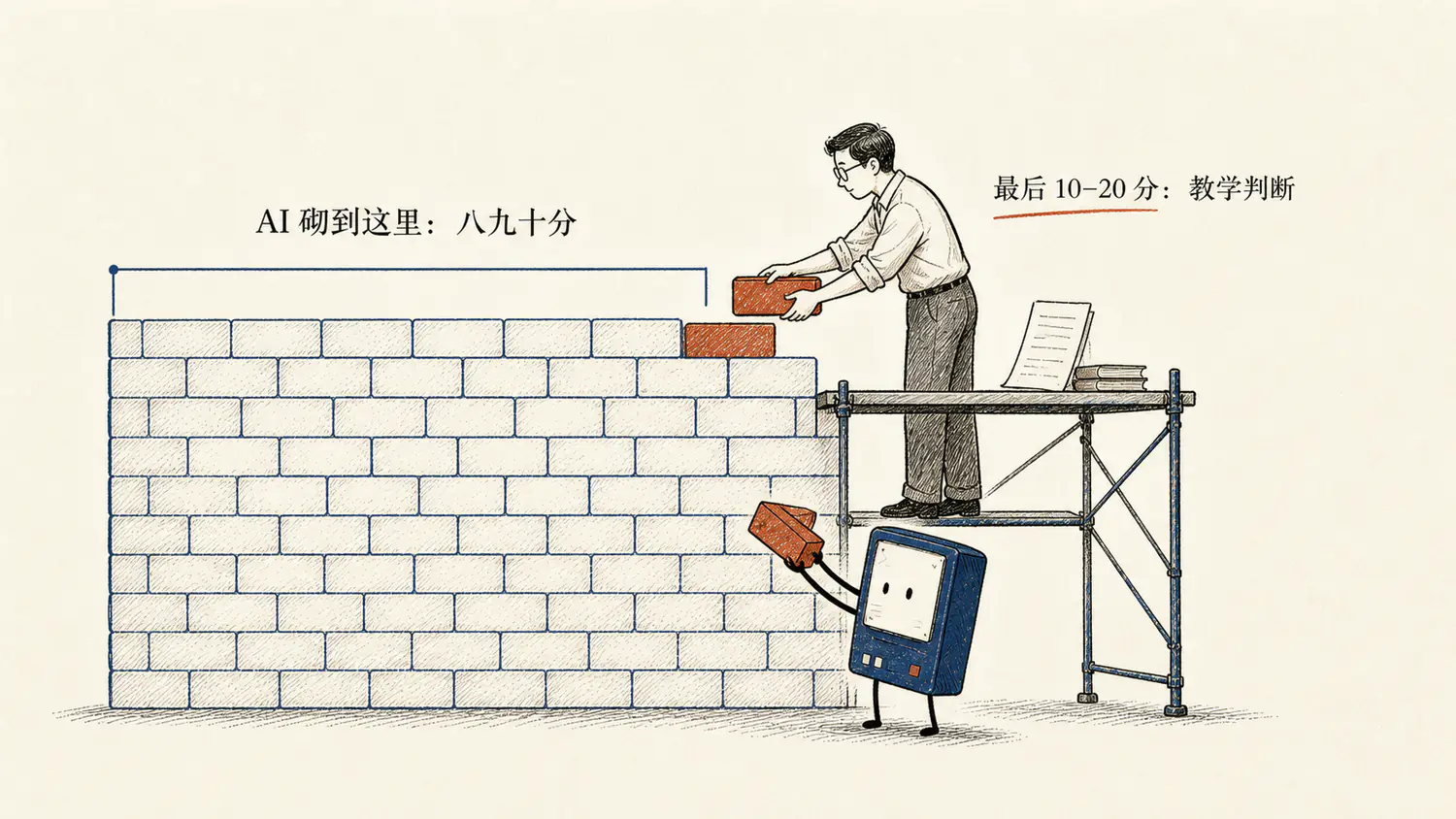AI 铺出八九十分的底座，最后一二十分是老师手里的判断